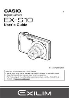 Casio Exilim EX S 10 manual. Camera Instructions.